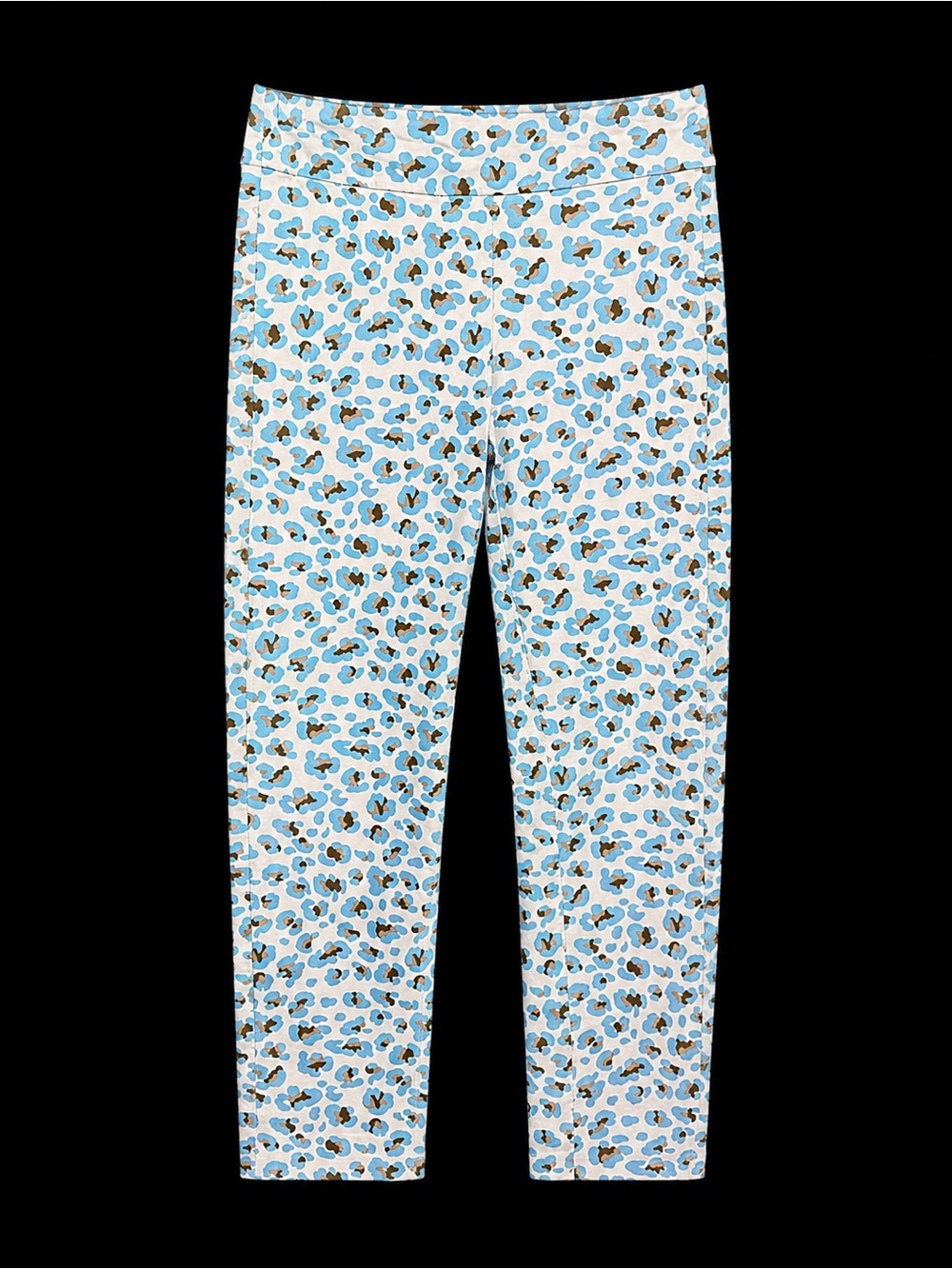 Krazy Larry Blue Leopard Print Pull-On Stretch Pant